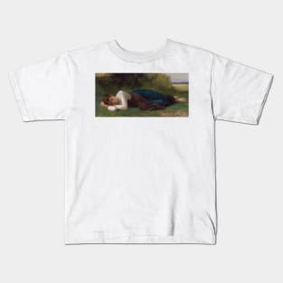 Le Repos (Jeune Fille Couchee) by William-Adolphe Bouguereau Kids T-Shirt